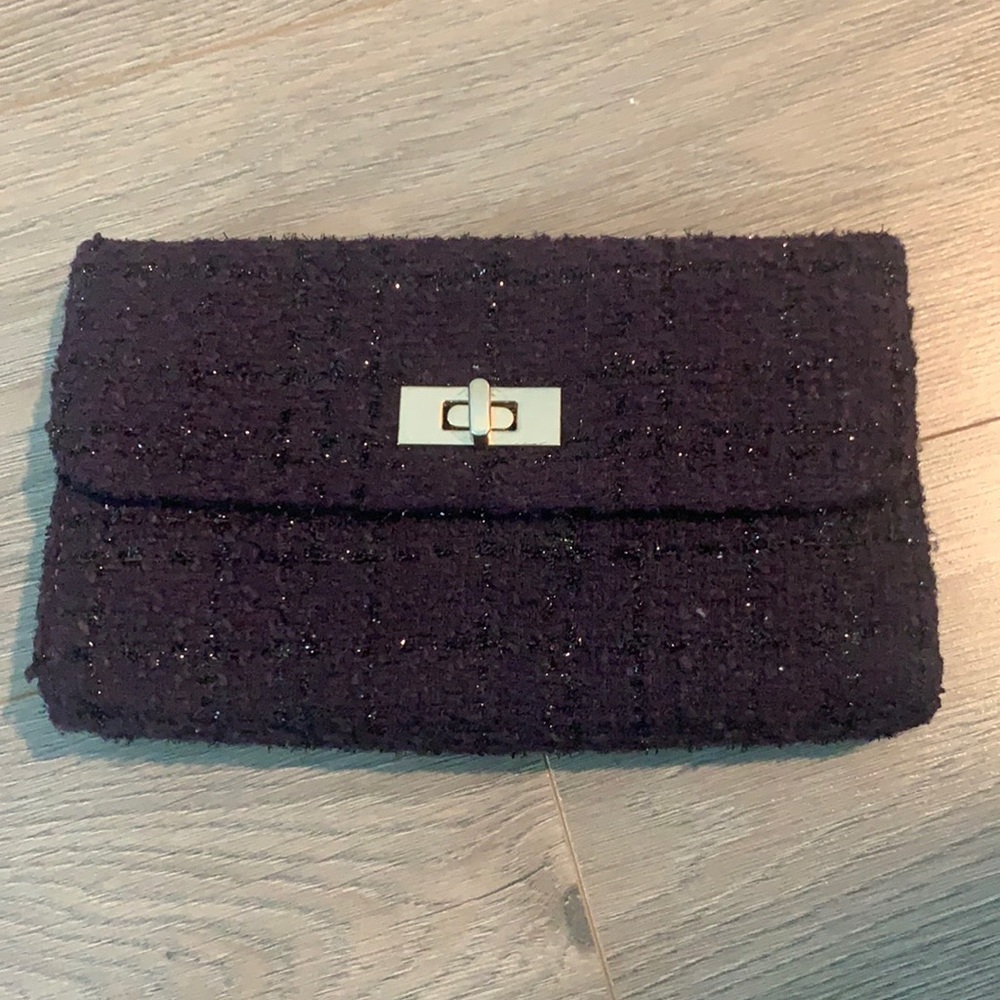 Purple tweed clutch